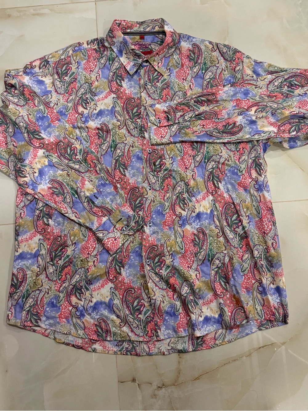 Men's Casual Paisley Button-Down Shirt in Multi-Color